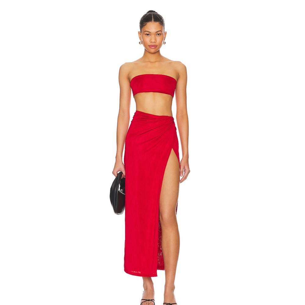 Superdown Karolyna Maxi Skirt Set in Red